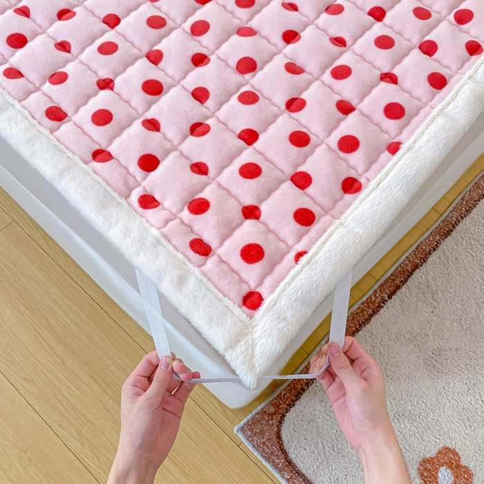 91家纺网 家纺一手货源 找家纺 欧妮家纺 2025新款A类牛奶绒床垫床褥子软垫 暖绒-粉珍珠