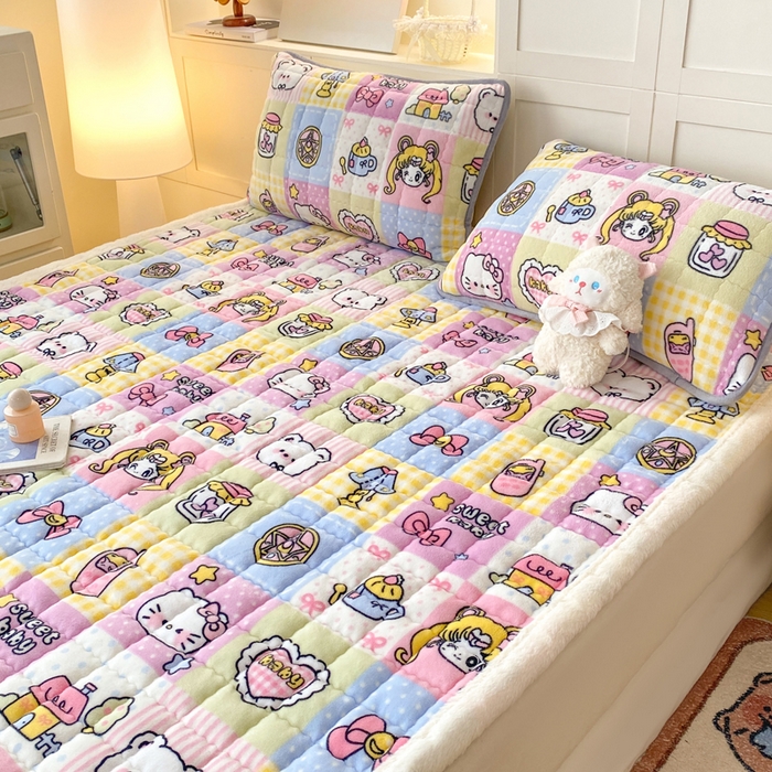 91家纺网 家纺一手货源 找家纺 欧妮家纺 2025新款A类牛奶绒床垫床褥子软垫 暖绒-少女心