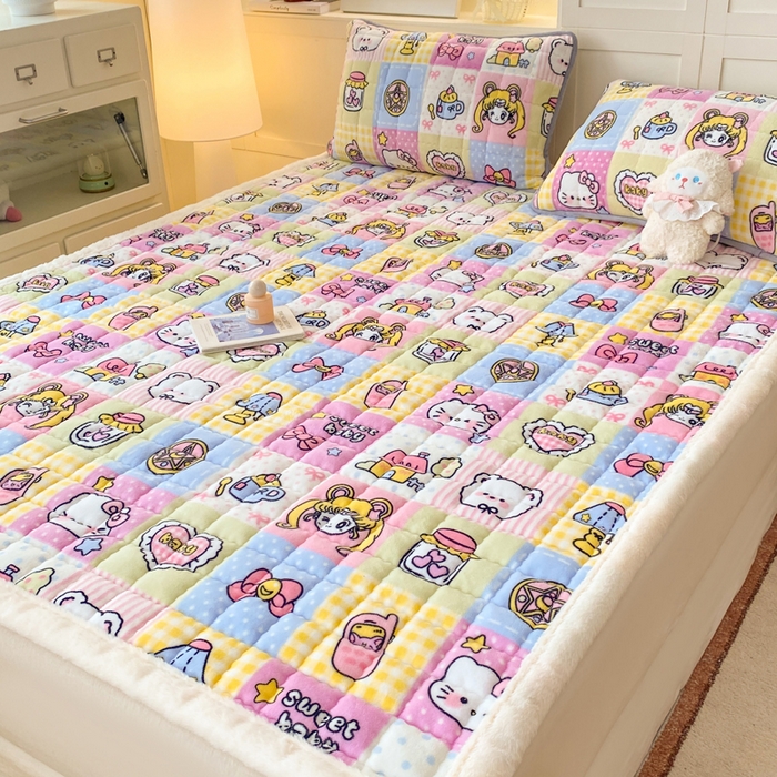 91家纺网 家纺一手货源 找家纺 欧妮家纺 2025新款A类牛奶绒床垫床褥子软垫 暖绒-少女心