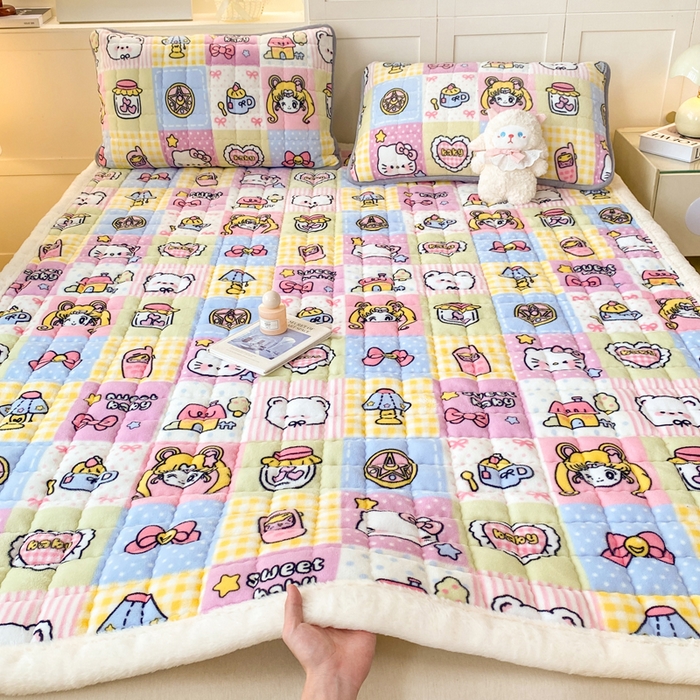 91家纺网 家纺一手货源 找家纺 欧妮家纺 2025新款A类牛奶绒床垫床褥子软垫 暖绒-少女心