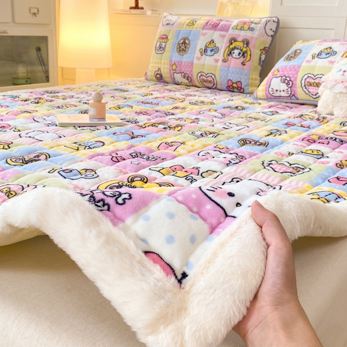 91家纺网 家纺一手货源 找家纺 欧妮家纺 2025新款A类牛奶绒床垫床褥子软垫 暖绒-少女心