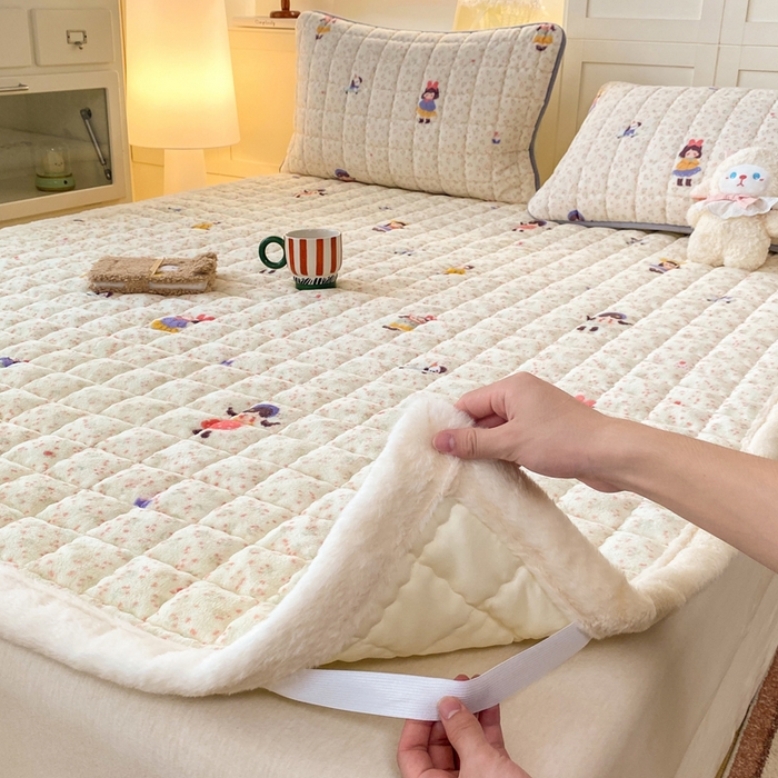 91家纺网 家纺一手货源 找家纺 欧妮家纺 2025新款A类牛奶绒床垫床褥子软垫 暖绒-温柔痕迹