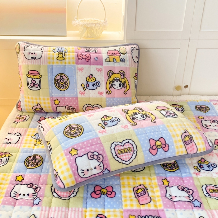 91家纺网 家纺一手货源 找家纺 欧妮家纺 2025新款A类牛奶绒床垫床褥子软垫 暖绒-少女心