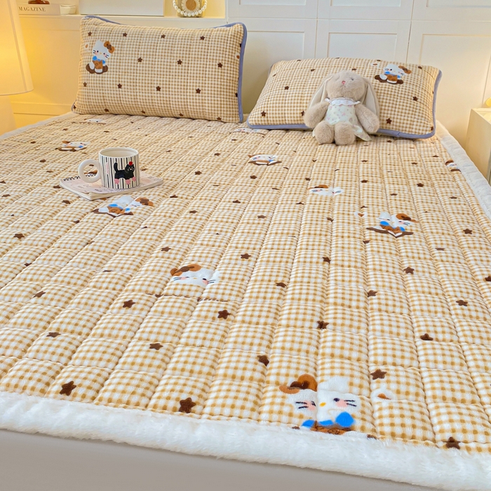 欧妮家纺 2025新款A类牛奶绒床垫床褥子软垫 暖绒-可爱猫星