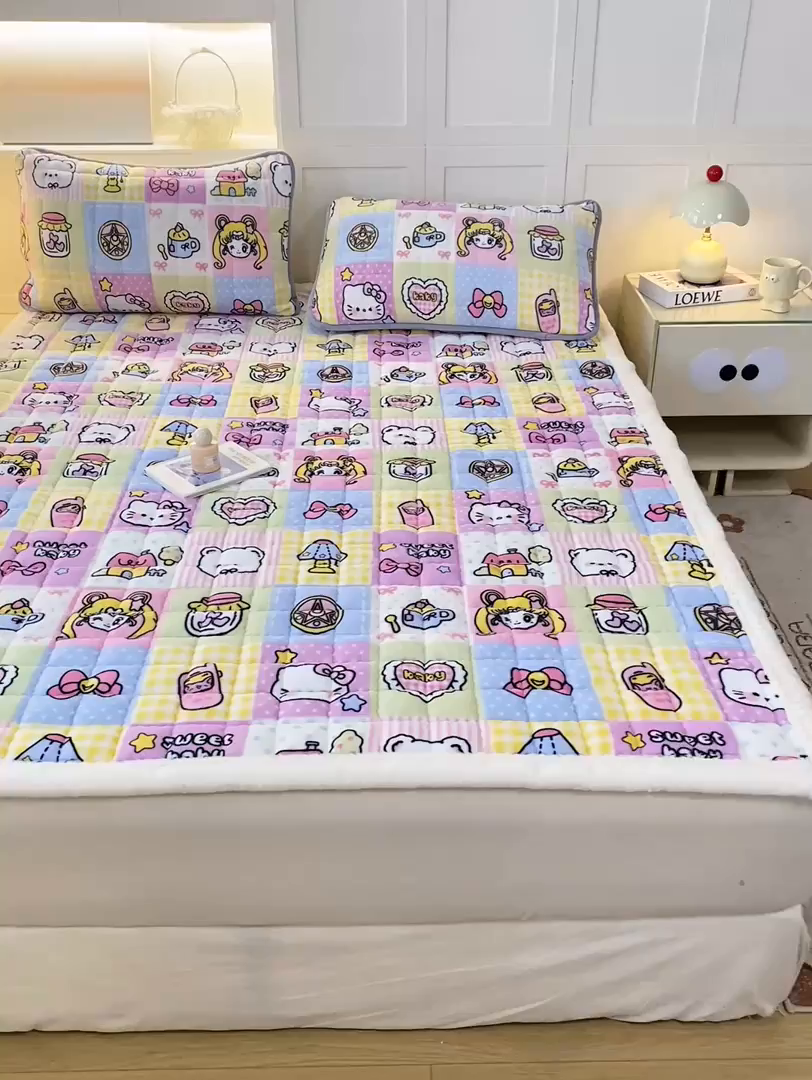 91家纺网 家纺一手货源 找家纺 欧妮家纺 2025新款A类牛奶绒床垫床褥子软垫 暖绒-少女心