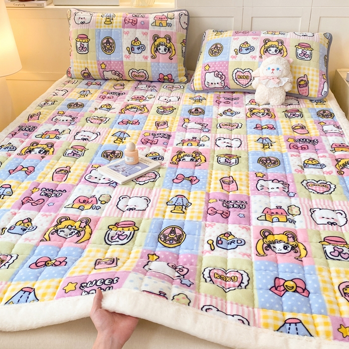 91家纺网 家纺一手货源 找家纺 欧妮家纺 2025新款A类牛奶绒床垫床褥子软垫 暖绒-少女心