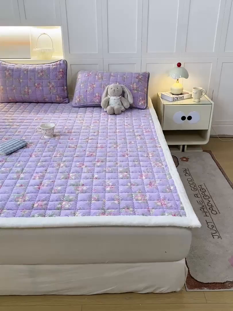 91家纺网 家纺一手货源 找家纺 欧妮家纺 2025新款A类牛奶绒床垫床褥子软垫 暖绒-罗兰雨