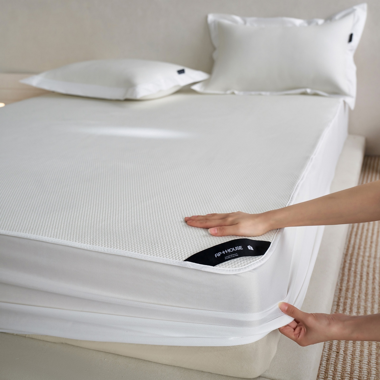 91家纺网 家纺一手货源 找家纺 三味舒屋 2026新款冰肌系列提花小凉豆豆席凉席席子 冰肌白床笠