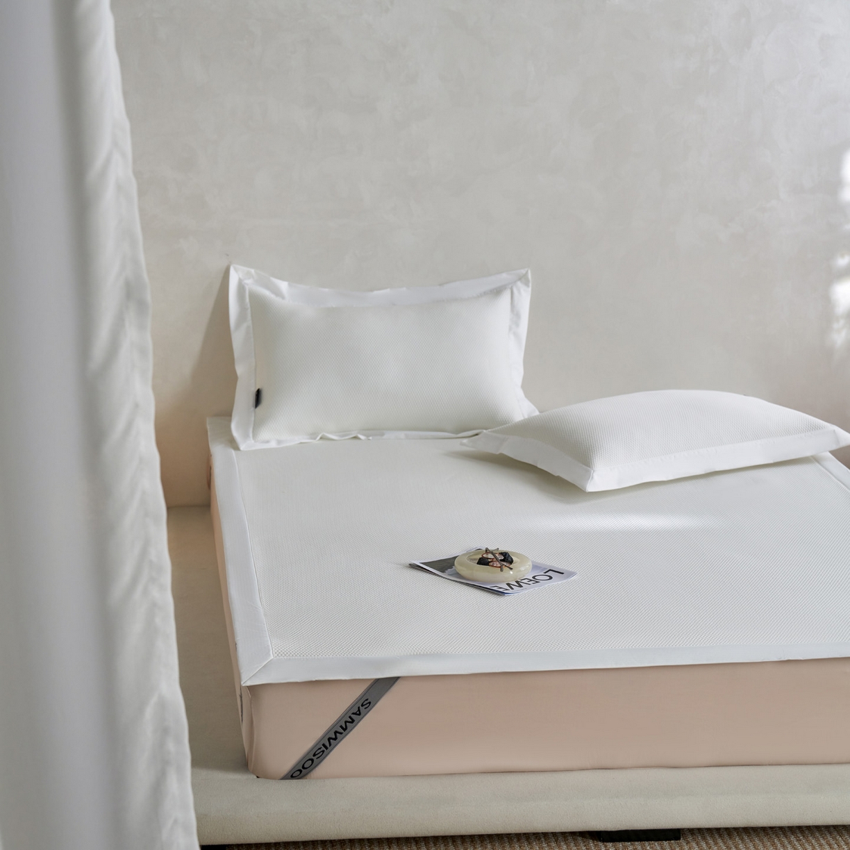 91家纺网 家纺一手货源 找家纺 三味舒屋 2026新款冰肌系列提花小凉豆豆席凉席席子 冰肌白床席