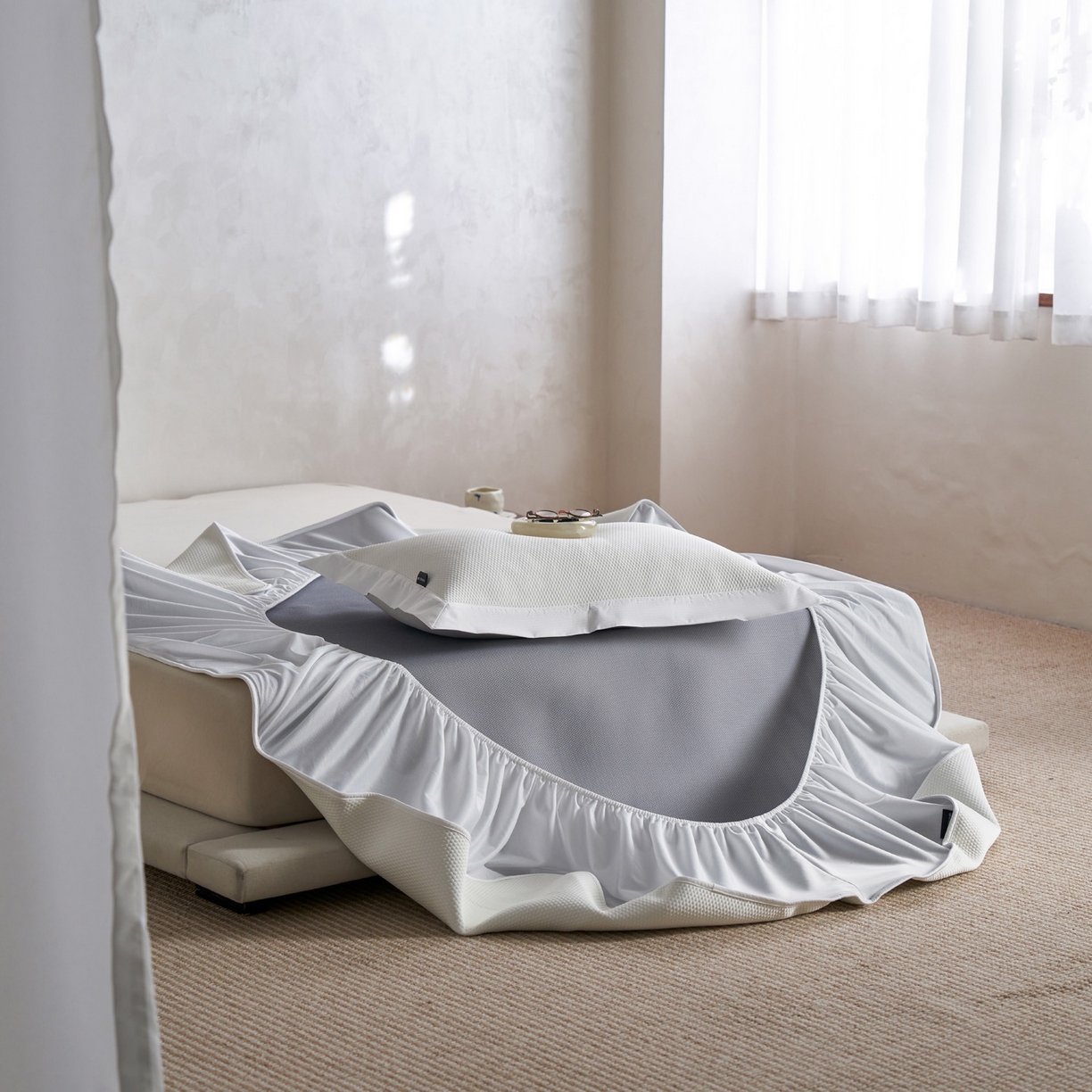 91家纺网 家纺一手货源 找家纺 三味舒屋 2026新款冰肌系列提花小凉豆豆席凉席席子 冰肌白床笠