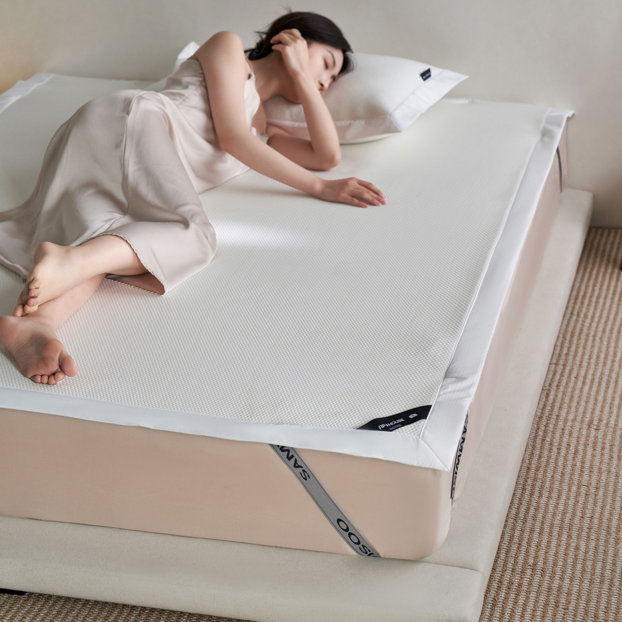 91家纺网 家纺一手货源 找家纺 三味舒屋 2026新款冰肌系列提花小凉豆豆席凉席席子 冰肌白床席