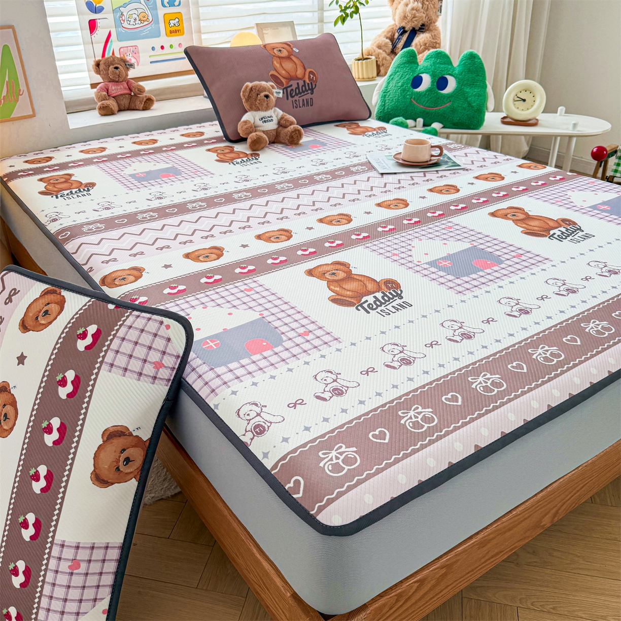 源舍家纺 2026新款泰迪爱兰系列（正版授权）A类三明治复合印花斜纹豆豆软凉席床笠款 床笠款-泰迪甜点