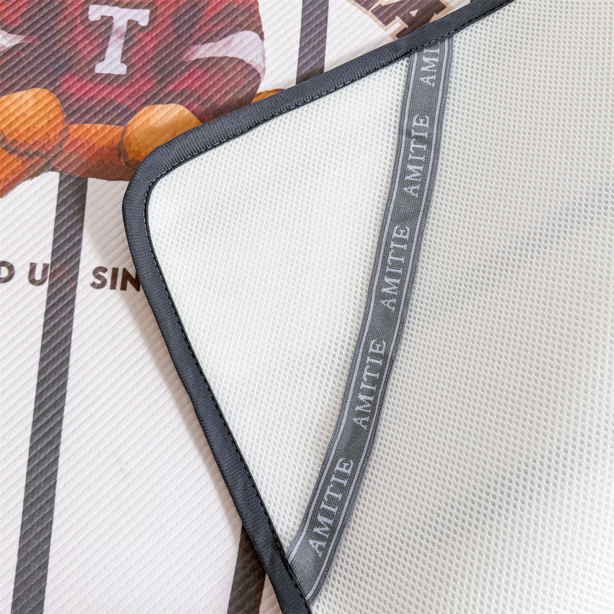 91家纺网 家纺一手货源 找家纺 源舍家纺 2026新款泰迪爱兰系列（正版授权）A类三明治复合印花斜纹豆豆软凉席床笠款 床席款-泰迪线条