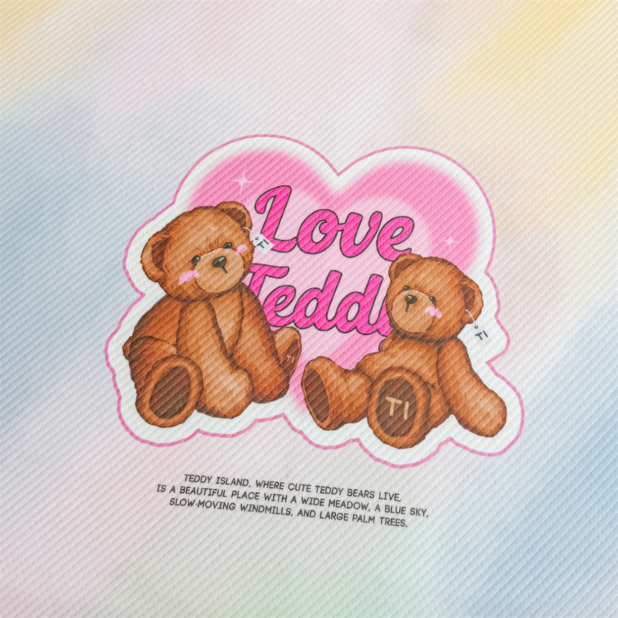 91家纺网 家纺一手货源 找家纺 源舍家纺 2026新款泰迪爱兰系列（正版授权）A类三明治复合印花斜纹豆豆软凉席床笠款 床席款-泰迪炫彩