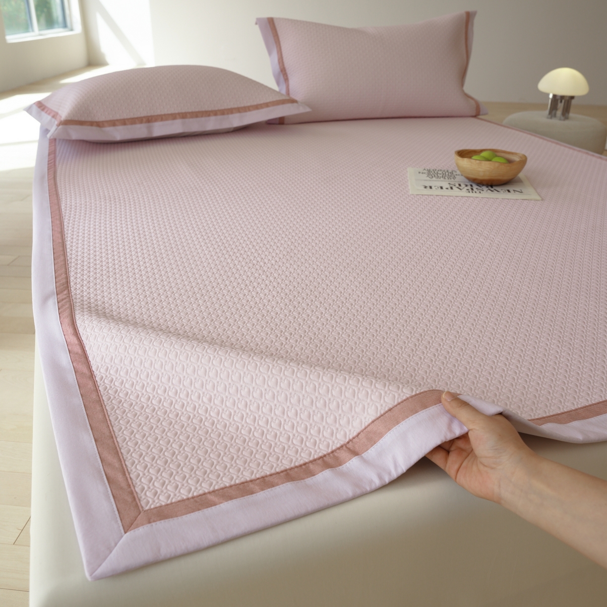 91家纺网 家纺一手货源 找家纺 （总）三味舒屋 2026新款心漾撞色凉豆豆软席凉席席子