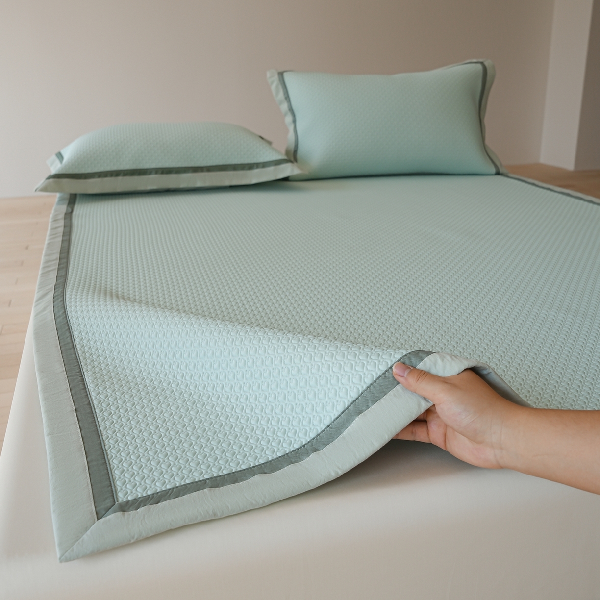 三味舒屋 2026新款心漾撞色凉豆豆软席凉席席子 心漾绿