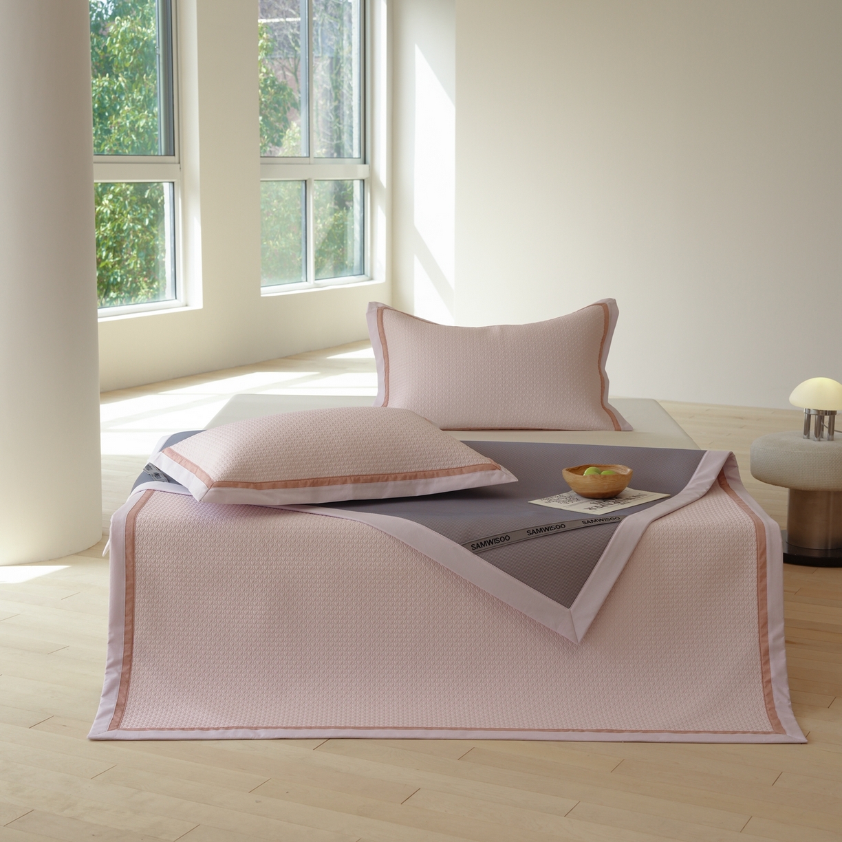 91家纺网 家纺一手货源 找家纺 三味舒屋 2026新款心漾撞色凉豆豆软席凉席席子 心漾粉