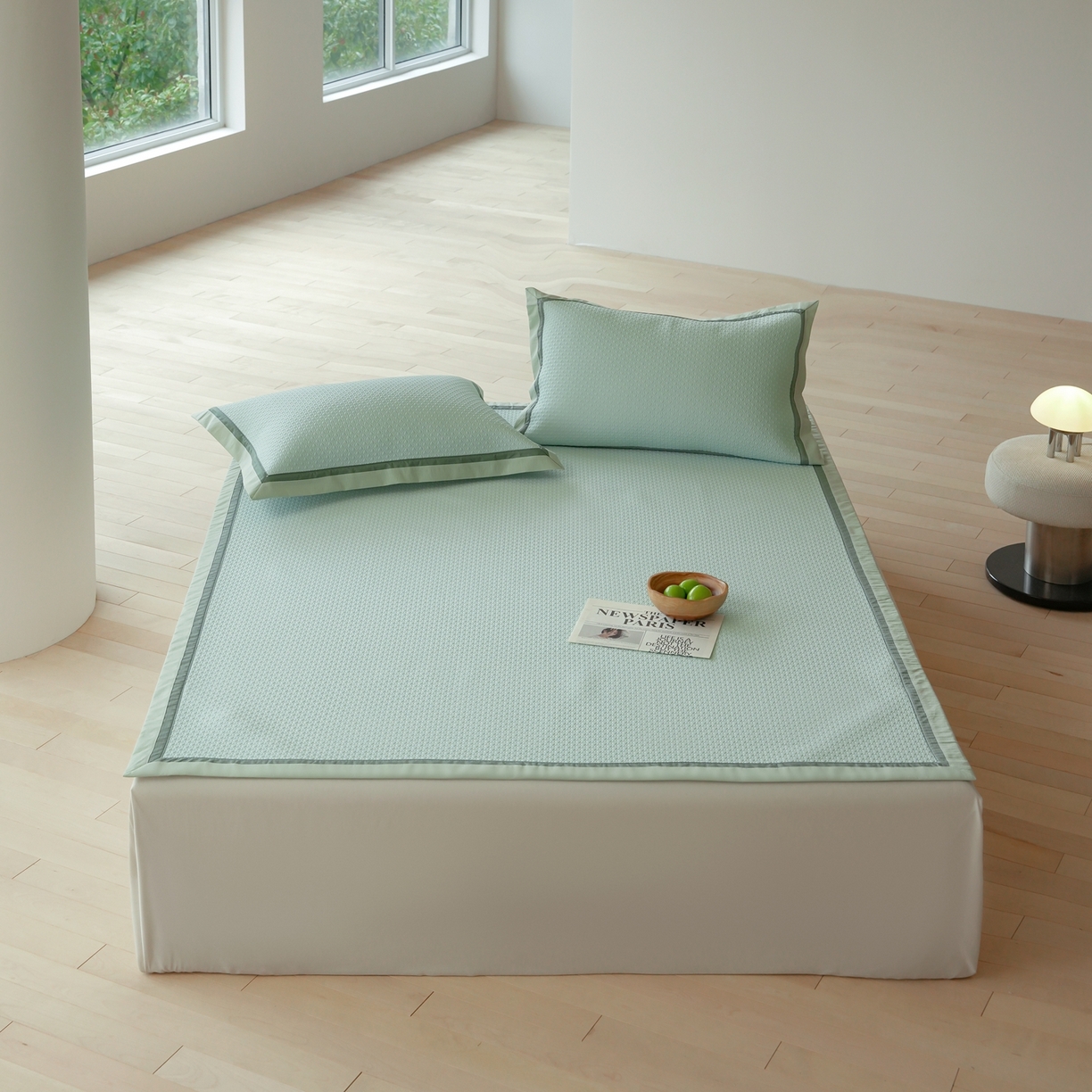 91家纺网 家纺一手货源 找家纺 三味舒屋 2026新款心漾撞色凉豆豆软席凉席席子 心漾绿