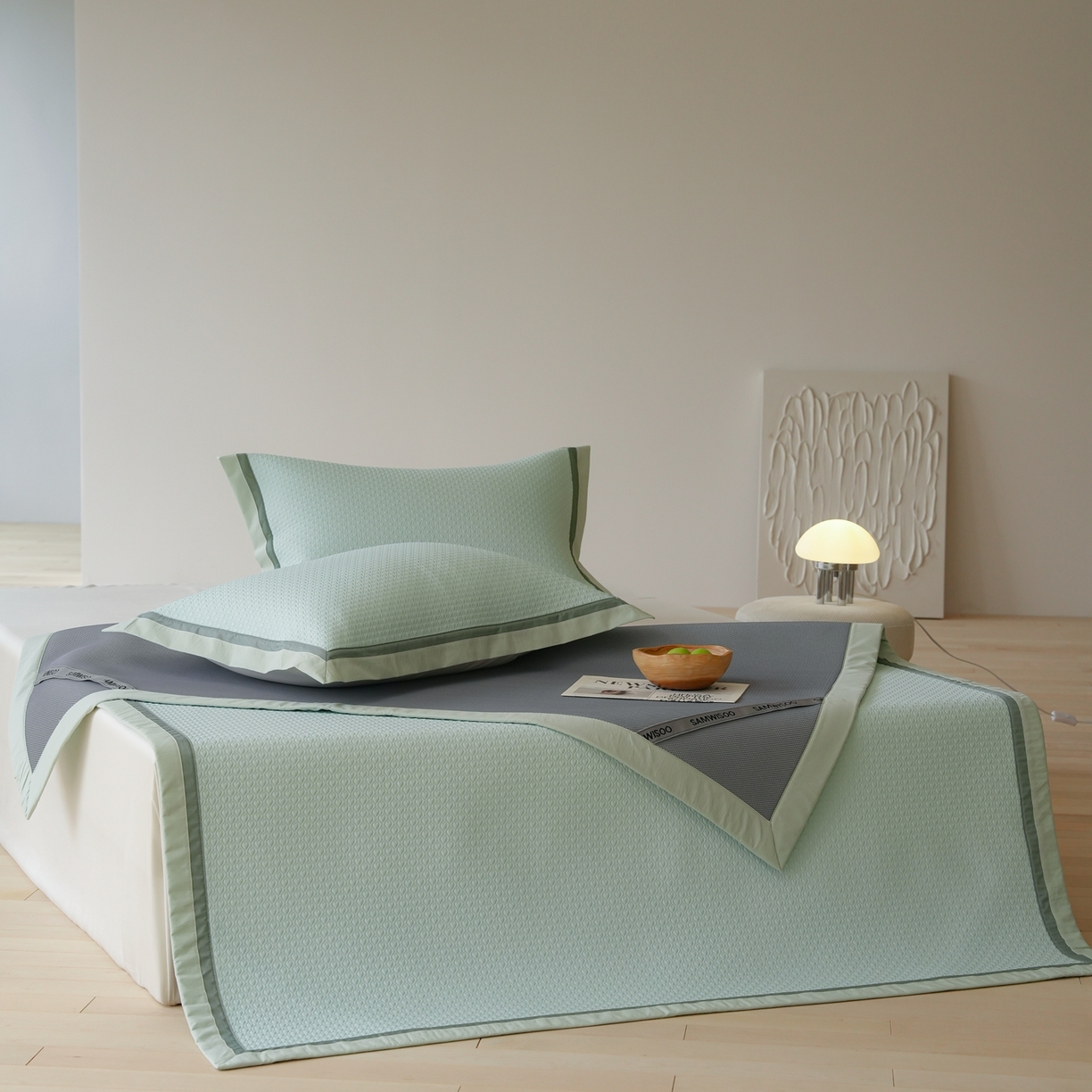 91家纺网 家纺一手货源 找家纺 三味舒屋 2026新款心漾撞色凉豆豆软席凉席席子 心漾绿