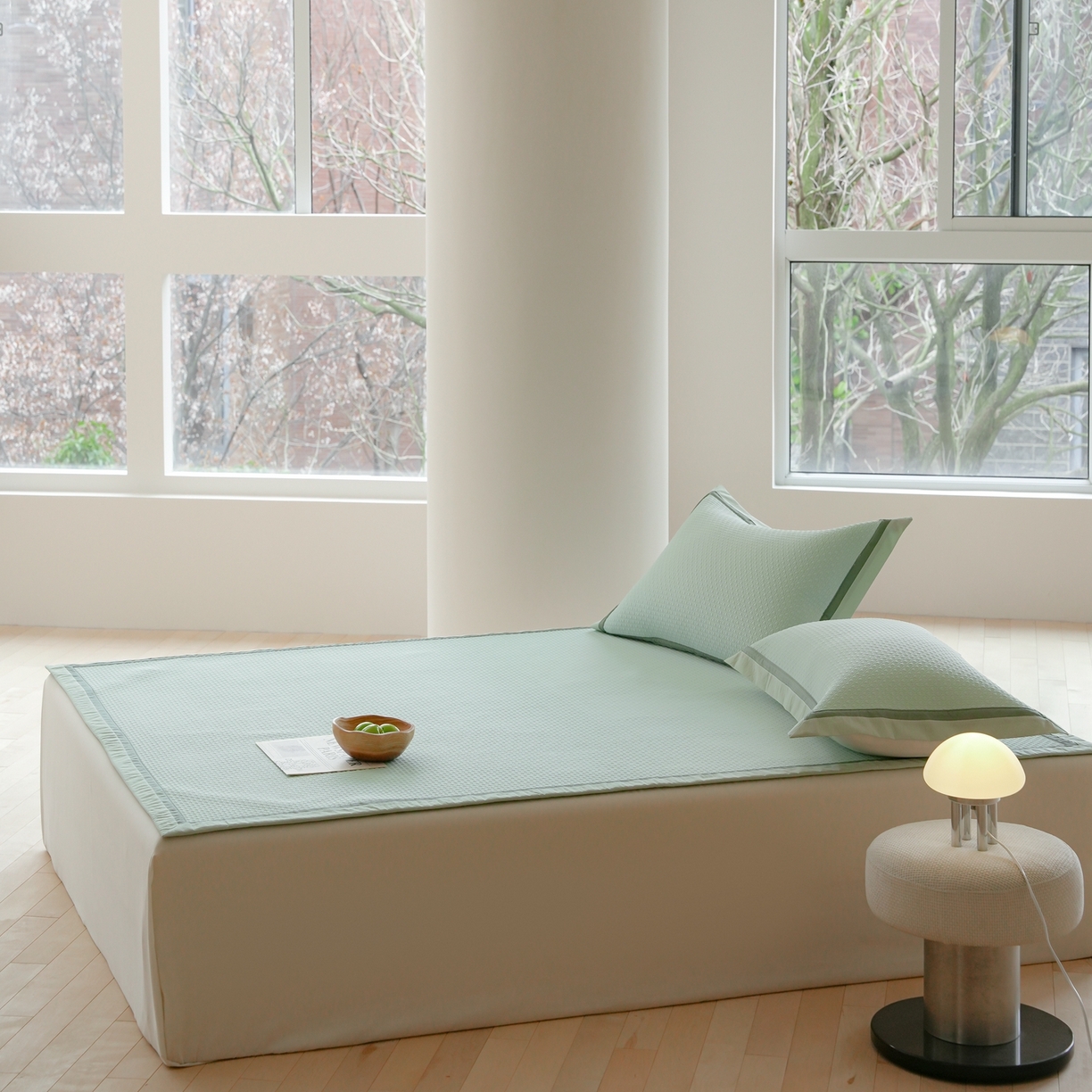 91家纺网 家纺一手货源 找家纺 三味舒屋 2026新款心漾撞色凉豆豆软席凉席席子 心漾绿