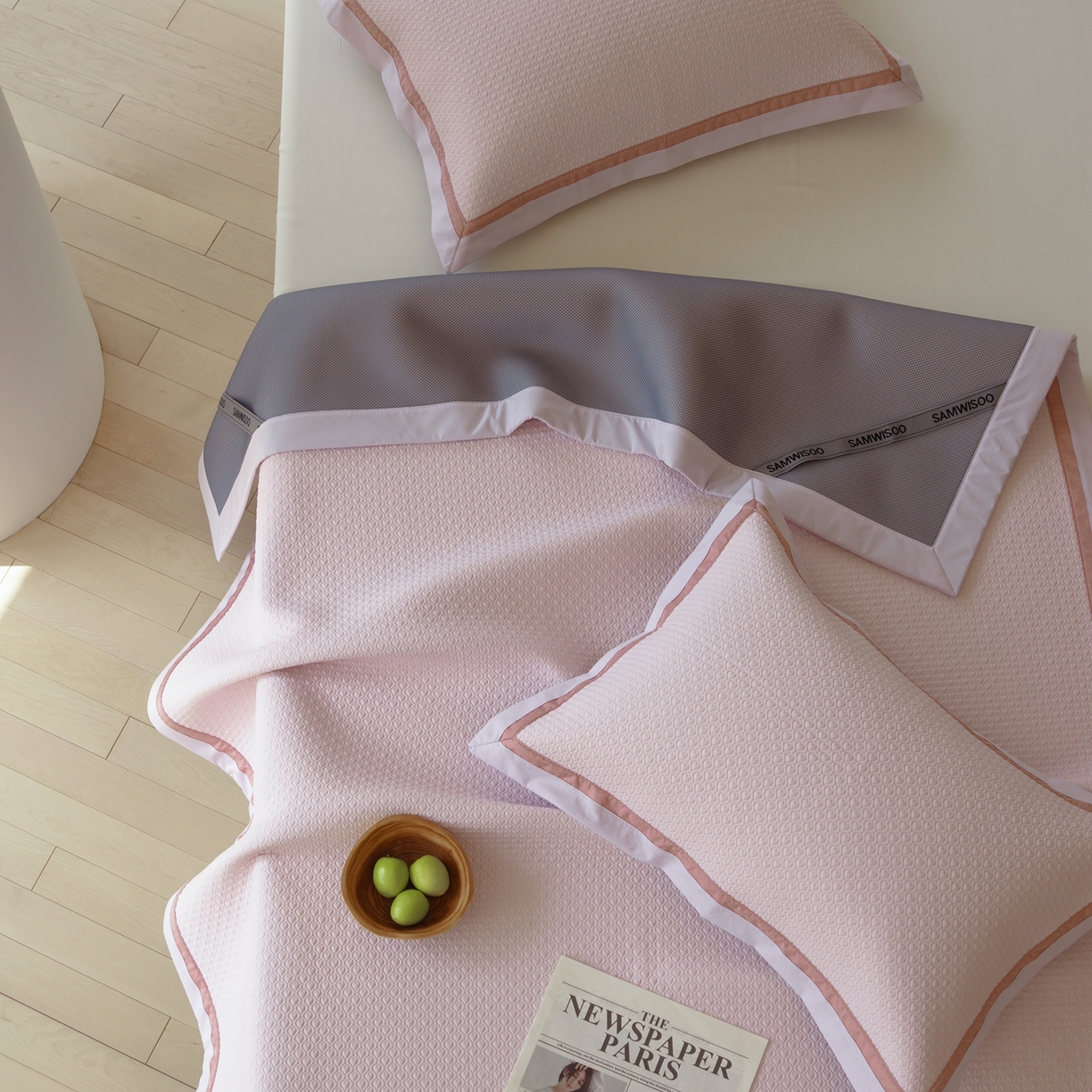 91家纺网 家纺一手货源 找家纺 三味舒屋 2026新款心漾撞色凉豆豆软席凉席席子 心漾粉