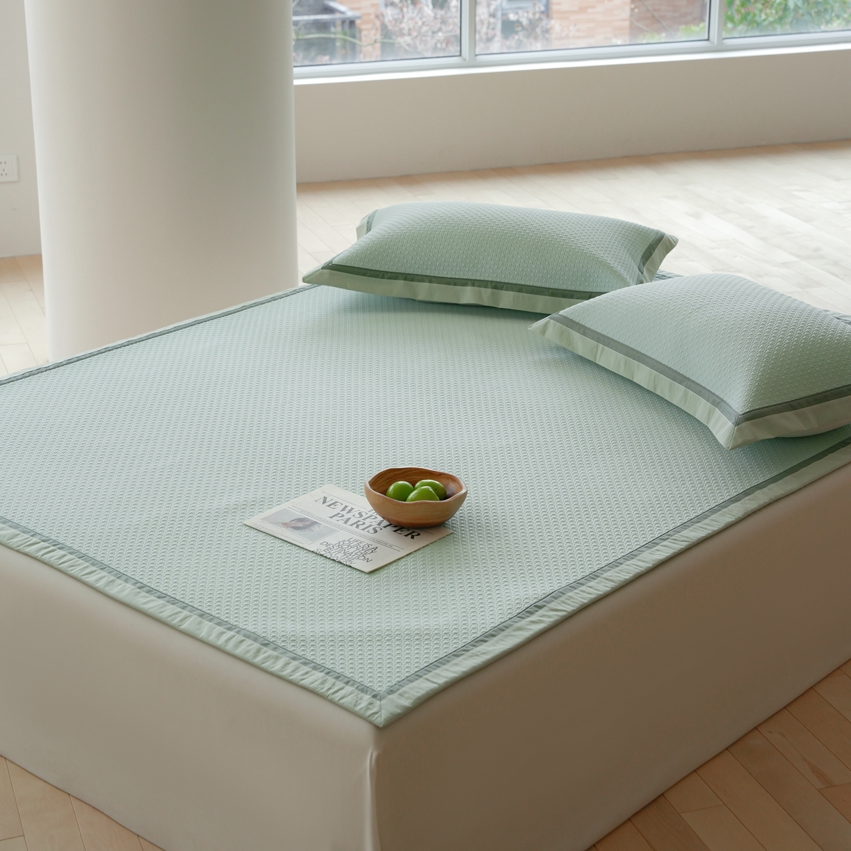 91家纺网 家纺一手货源 找家纺 三味舒屋 2026新款心漾撞色凉豆豆软席凉席席子 心漾绿