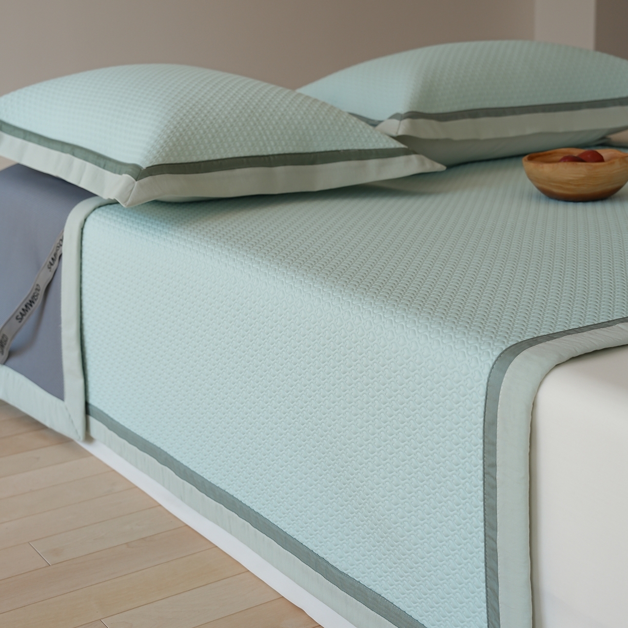 91家纺网 家纺一手货源 找家纺 三味舒屋 2026新款心漾撞色凉豆豆软席凉席席子 心漾绿