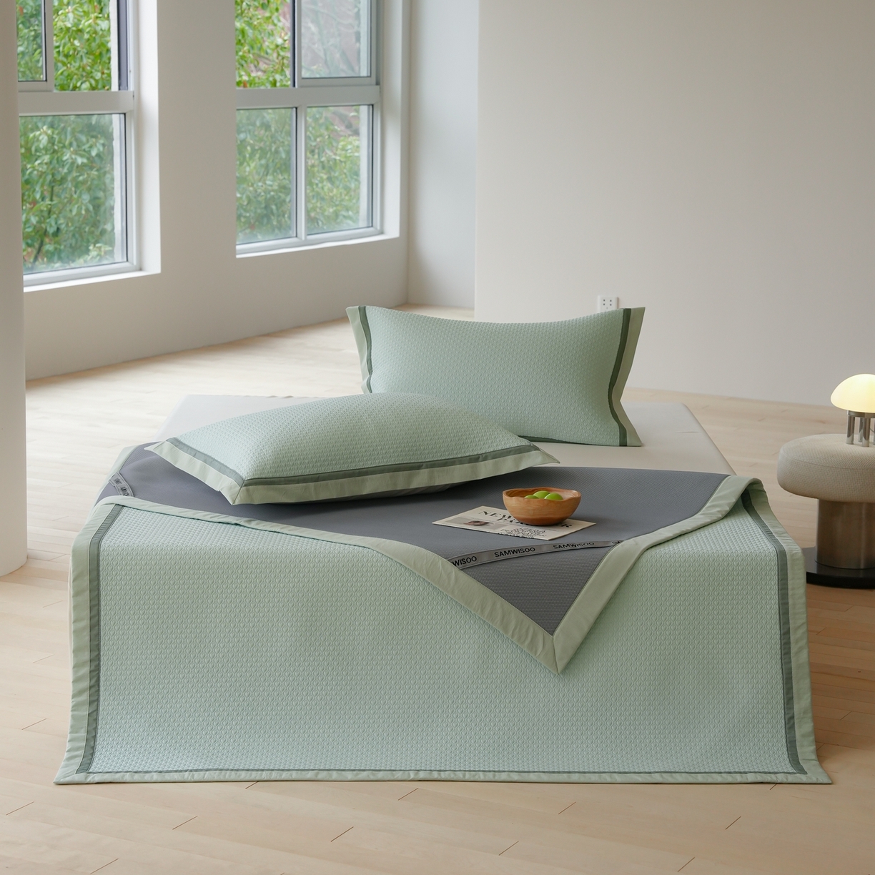 91家纺网 家纺一手货源 找家纺 三味舒屋 2026新款心漾撞色凉豆豆软席凉席席子 心漾绿