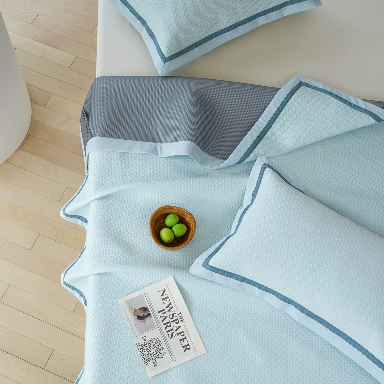 91家纺网 家纺一手货源 找家纺 三味舒屋 2026新款心漾撞色凉豆豆软席凉席席子 心漾蓝