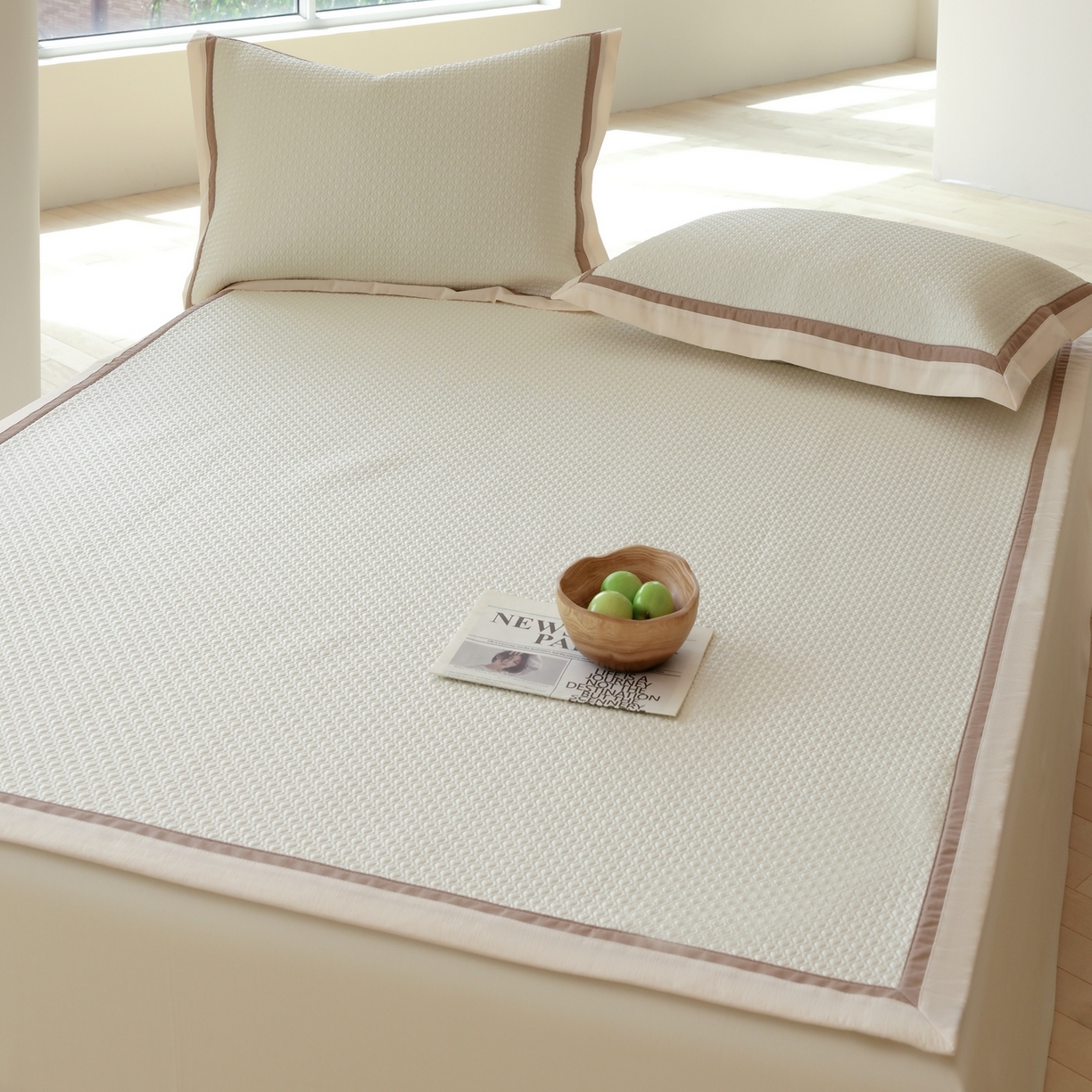 91家纺网 家纺一手货源 找家纺 三味舒屋 2026新款心漾撞色凉豆豆软席凉席席子 心漾米