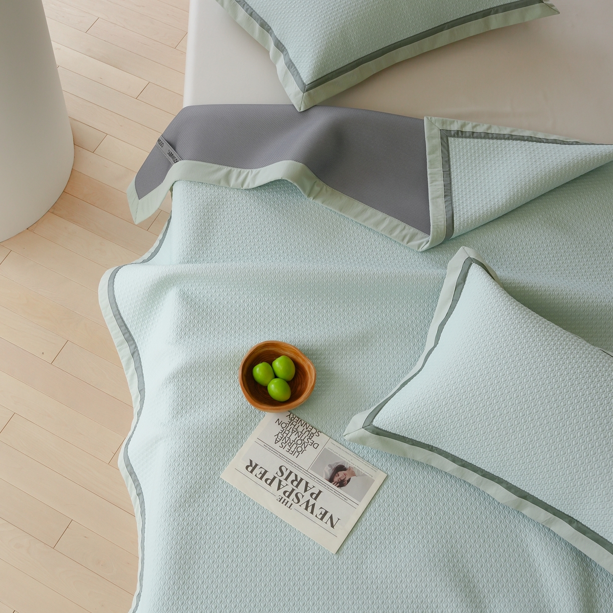 91家纺网 家纺一手货源 找家纺 三味舒屋 2026新款心漾撞色凉豆豆软席凉席席子 心漾绿