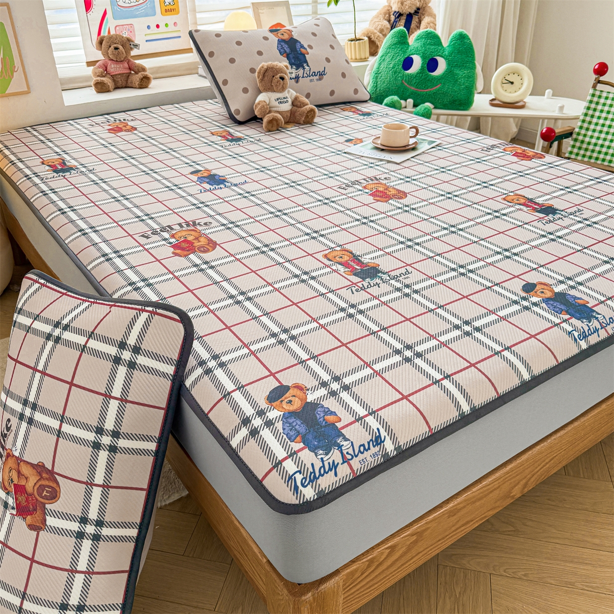 源舍家纺 2026新款泰迪爱兰系列（正版授权）A类三明治复合印花斜纹豆豆软凉席床笠款 床笠款-泰迪英伦