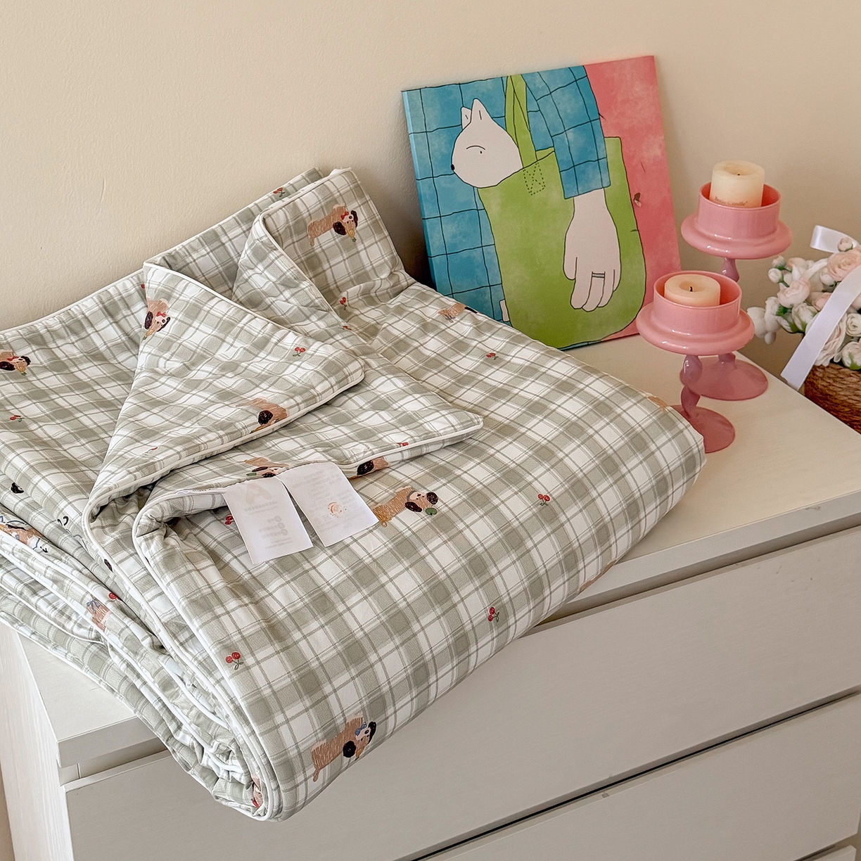 91家纺网 家纺一手货源 找家纺 金梦拉家纺 2026春夏新款锦氨凉感丝印花系列夏被空调被夏凉被 查理汪