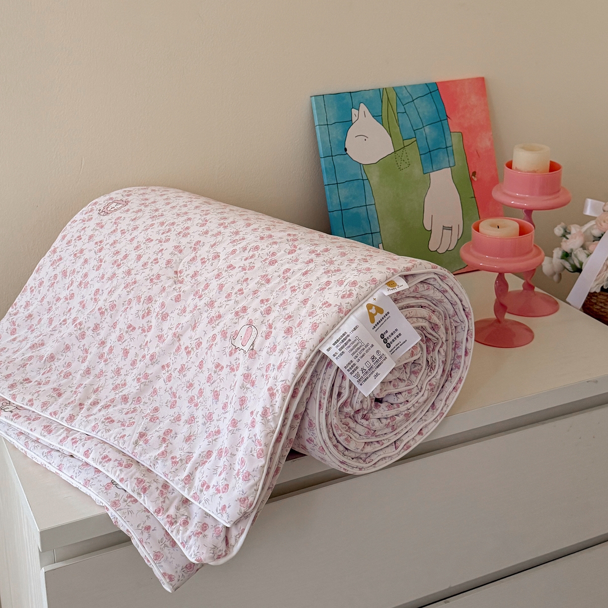 91家纺网 家纺一手货源 找家纺 金梦拉家纺 2026春夏新款锦氨凉感丝印花系列夏被空调被夏凉被 花丛里