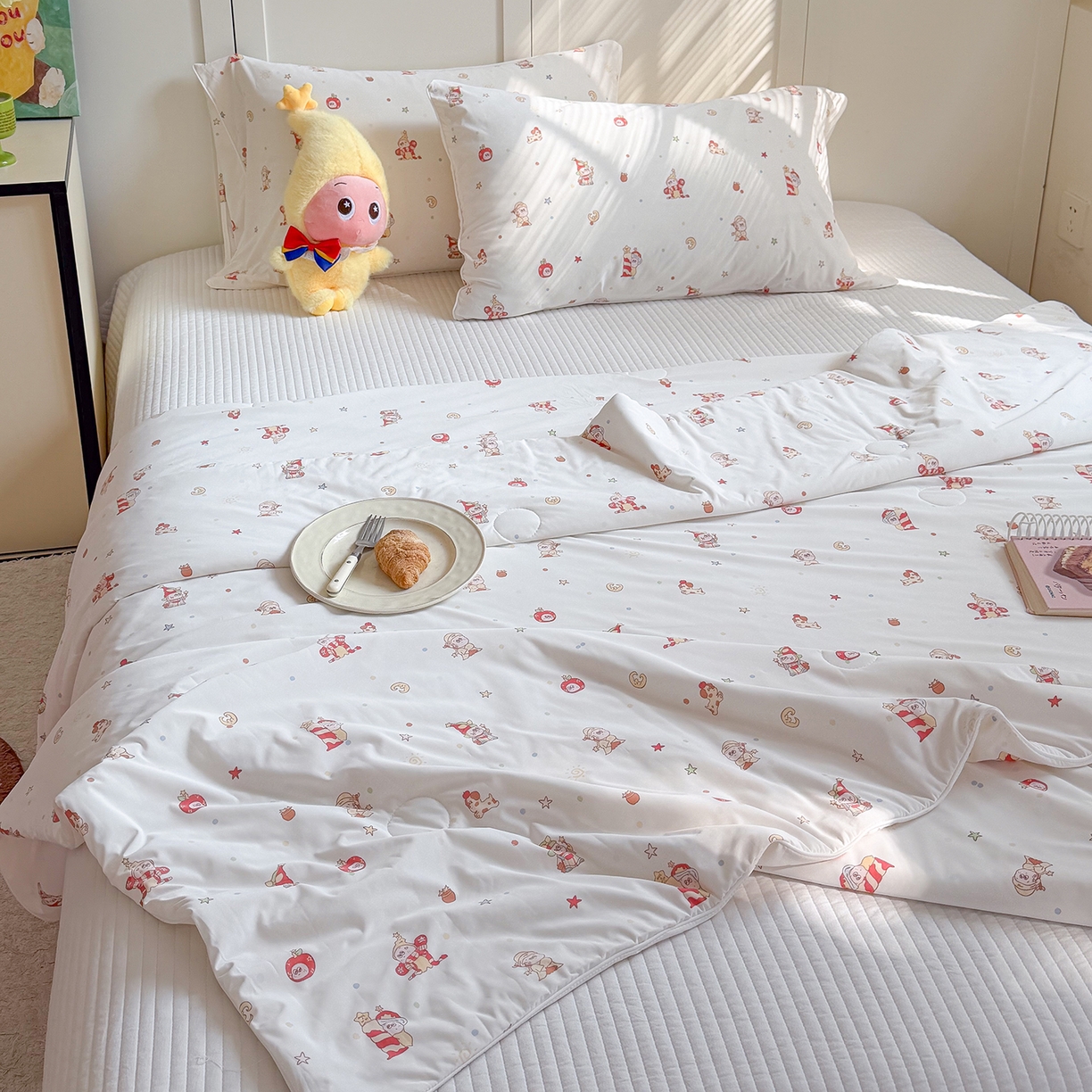 金梦拉家纺 2026春夏新款锦氨凉感丝印花系列夏被空调被夏凉被 快乐星星