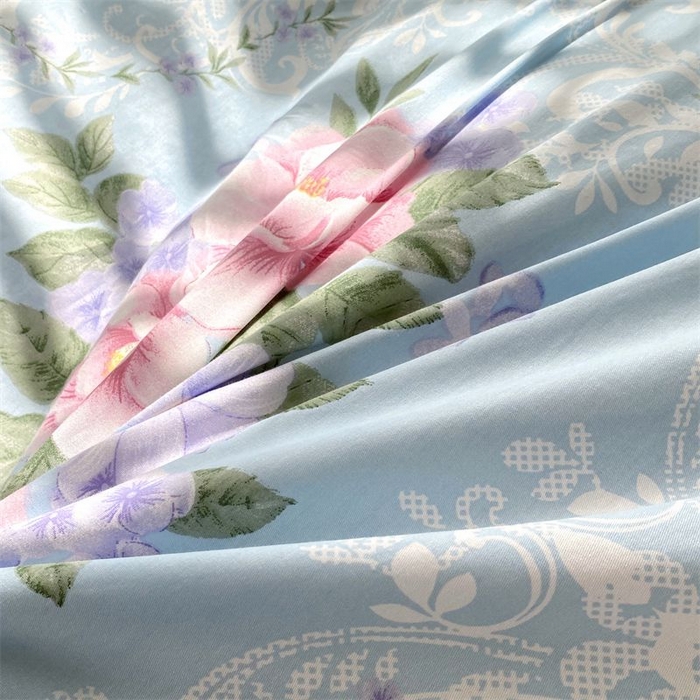 91家纺网 家纺一手货源 找家纺 欧妮家纺 2026新款全棉面料蕾丝花边夹棉绗缝床盖 全棉蕾丝款床盖-诺曼底庄园蓝