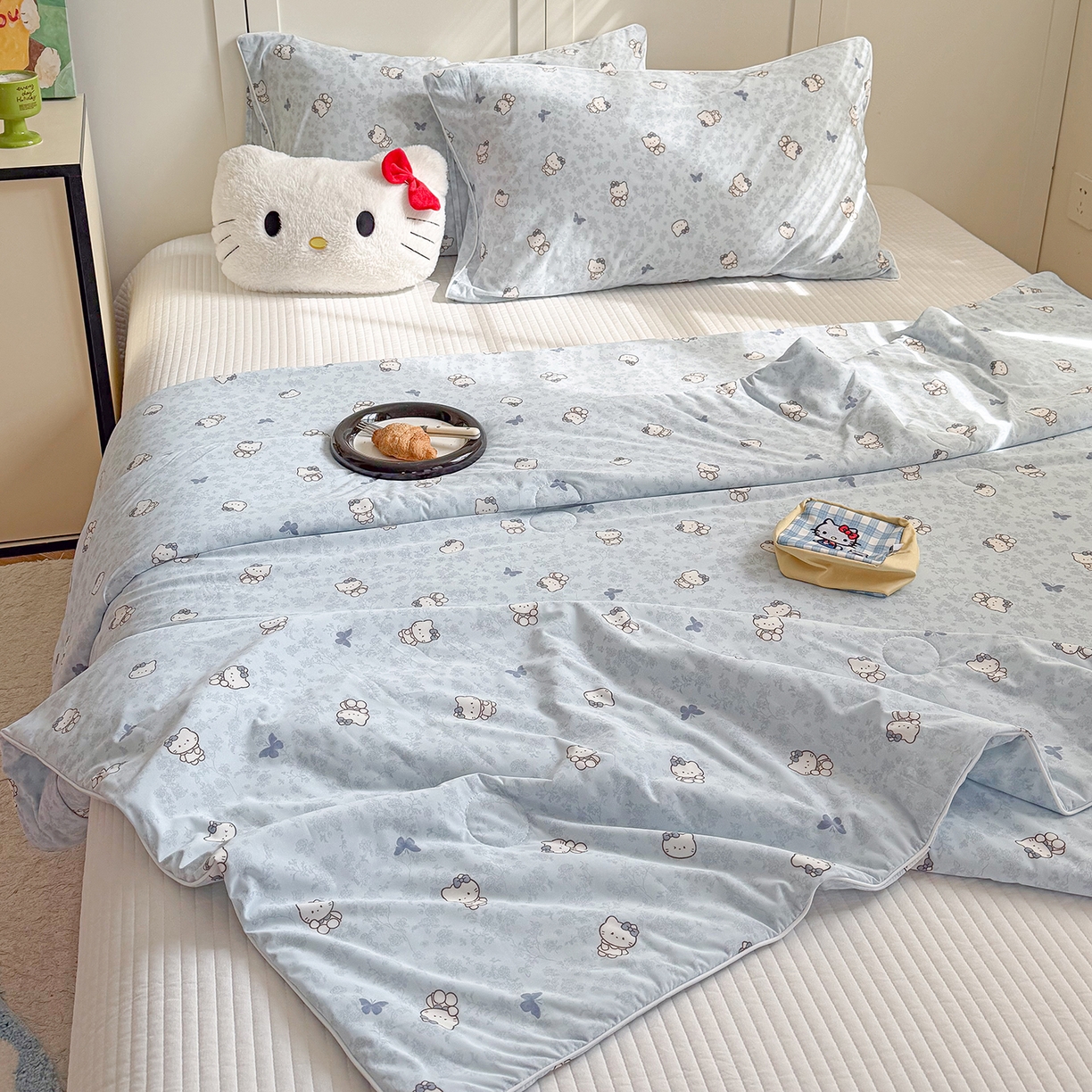 金梦拉家纺 2026春夏新款锦氨凉感丝印花系列夏被空调被夏凉被 蓝调凯蒂