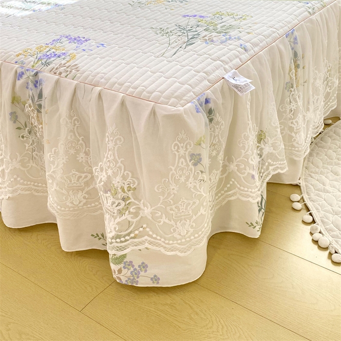 91家纺网 家纺一手货源 找家纺 （总）欧妮家纺 2026新款纯棉全棉面料法式风情蕾丝花边夹棉床裙