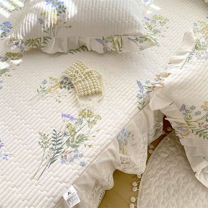 91家纺网 家纺一手货源 找家纺 （总）欧妮家纺 2026新款纯棉全棉面料法式风情蕾丝花边夹棉床裙