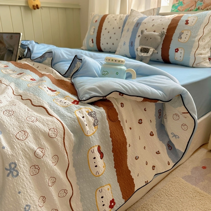 91家纺网 家纺一手货源 找家纺 （总）几禾 2026新款泡芙纱单夏被夏凉被空调被-凉糖系列（凉而不冰的触感，清凉与柔软兼得）