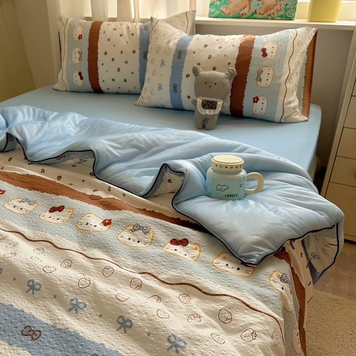 91家纺网 家纺一手货源 找家纺 （总）几禾 2026新款泡芙纱单夏被夏凉被空调被-凉糖系列（凉而不冰的触感，清凉与柔软兼得）