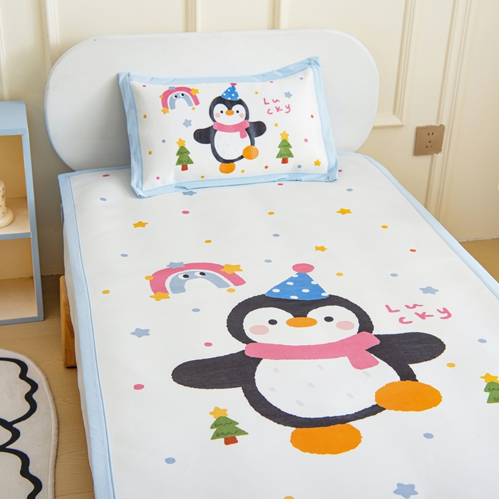 91家纺网 家纺一手货源 找家纺 （总）鱼宝 2026新款卡通儿童大版数码印花冰丝席子凉席