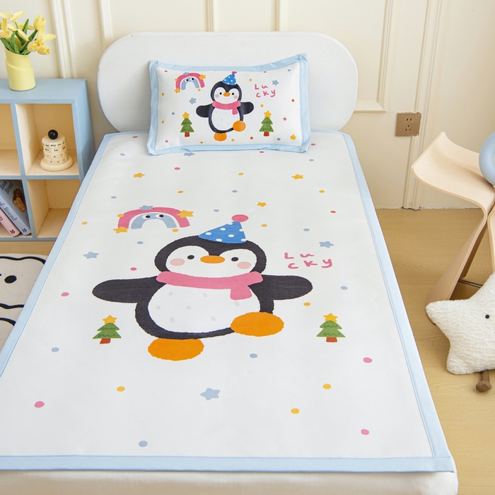 91家纺网 家纺一手货源 找家纺 （总）鱼宝 2026新款卡通儿童大版数码印花冰丝席子凉席