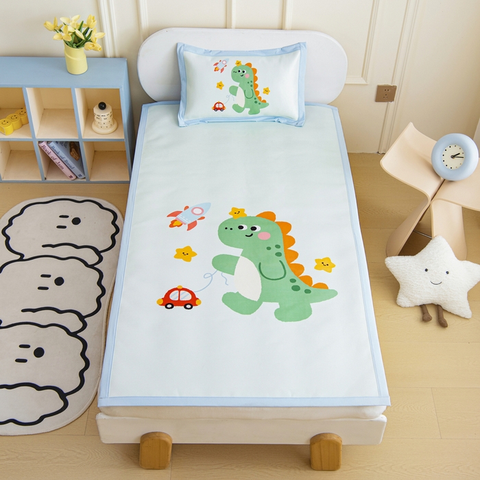 91家纺网 家纺一手货源 找家纺 （总）鱼宝 2026新款卡通儿童大版数码印花冰丝席子凉席