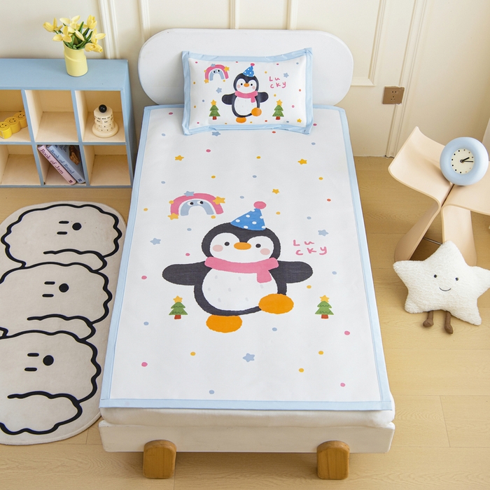 91家纺网 家纺一手货源 找家纺 （总）鱼宝 2026新款卡通儿童大版数码印花冰丝席子凉席