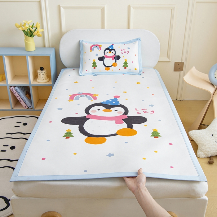 91家纺网 家纺一手货源 找家纺 （总）鱼宝 2026新款卡通儿童大版数码印花冰丝席子凉席