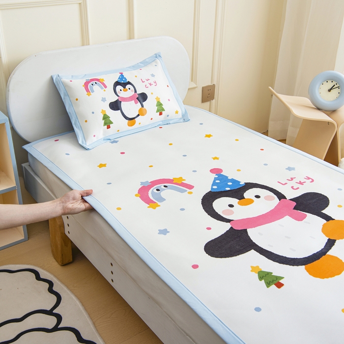 91家纺网 家纺一手货源 找家纺 （总）鱼宝 2026新款卡通儿童大版数码印花冰丝席子凉席