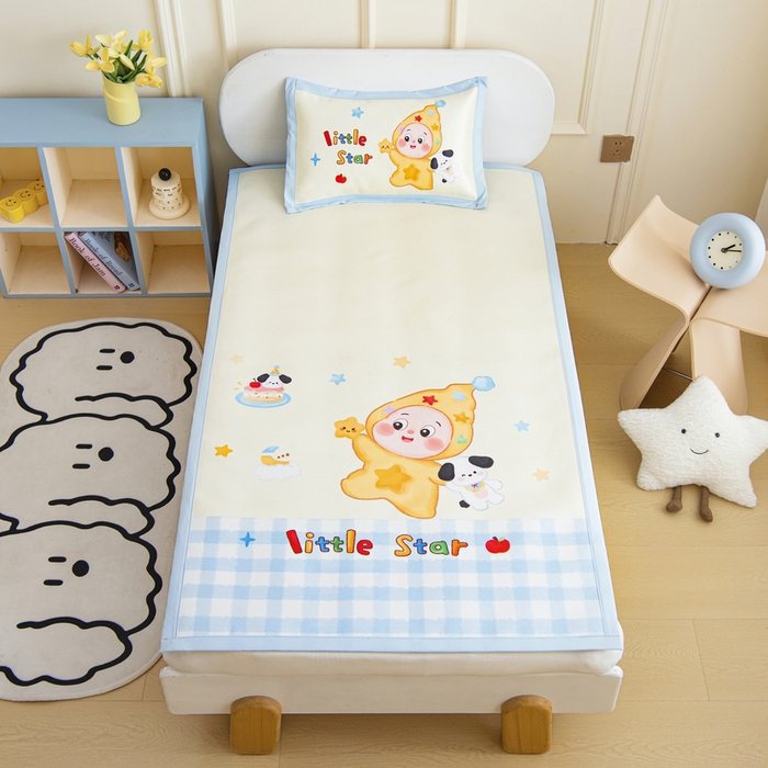 鱼宝 2026新款卡通儿童大版数码印花冰丝席子凉席 调皮小星