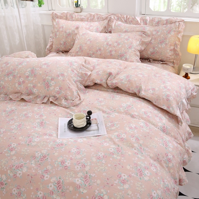 91家纺网 家纺一手货源 找家纺 （总）欧妮家纺 2026新款A类双层纱蕾丝花边床裙四件套