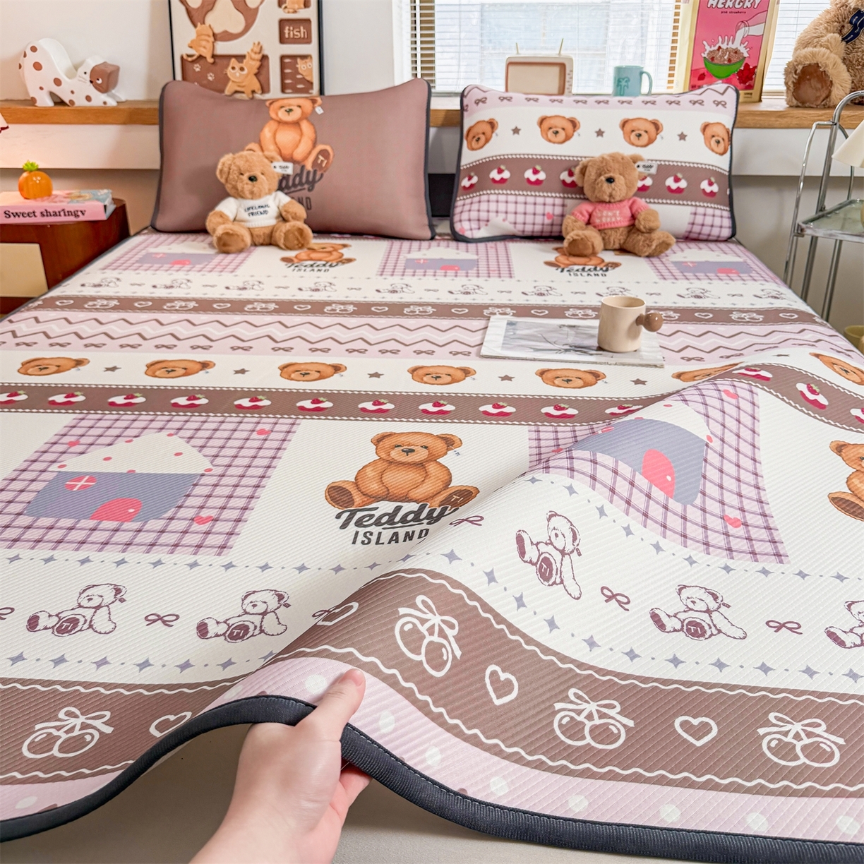 （总）源舍家纺 2026新款泰迪爱兰系列（正版授权）A类三明治复合印花斜纹豆豆软凉席床笠款